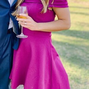 Elegant Magenta Off-Shoulder Dress